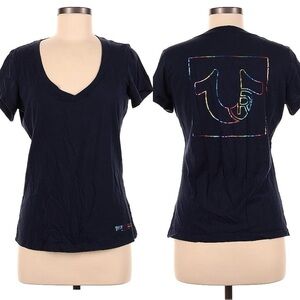 True Religion Rainbow Foil Slim V Tee Size Medium